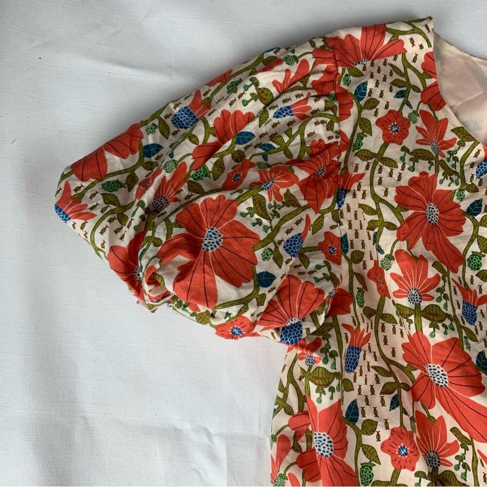 &merci women's large Floral Dress open back Red white cream bridal garden sun - Picture 7 of 12